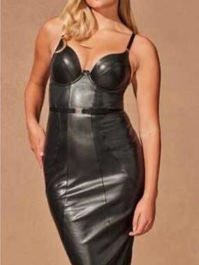Honey Birdette Faux Leather Bustier Dress